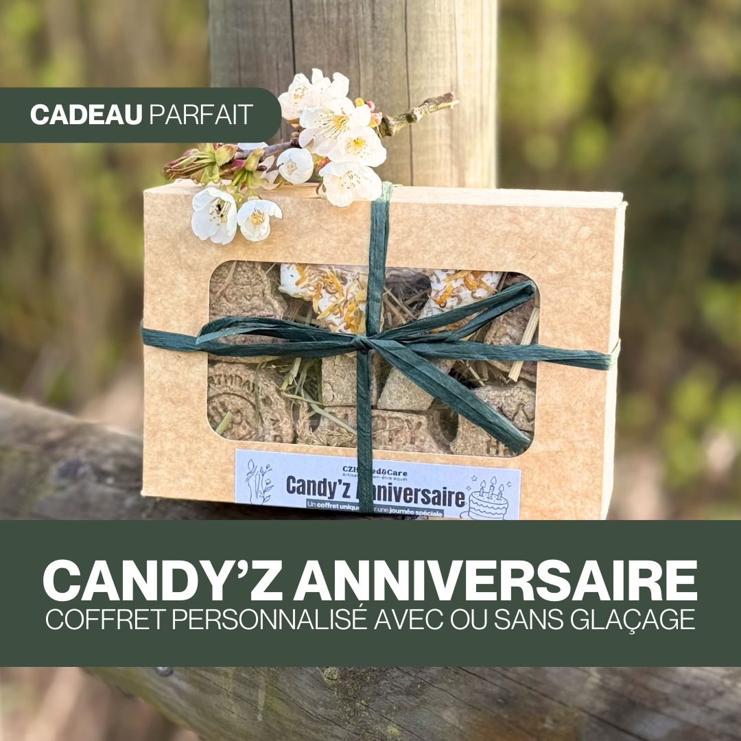 Candy'z Anniversaire 🎂 Friandises naturelles pour chevaux 🌿 Coffret personnalisé